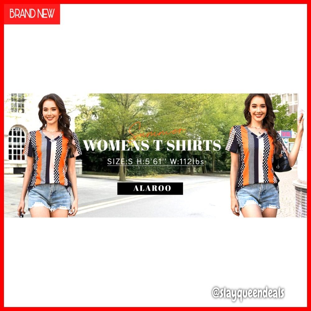 V-Neck Short Sleeve T-Shirt, Polyester Spandex Blend, Regular Fit, Printed - Picture 6 of 7
